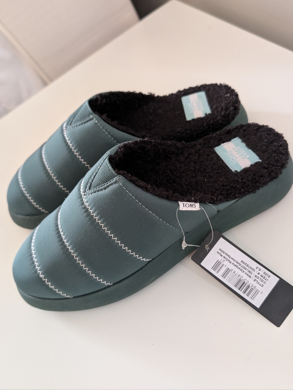Women's Toms x Krost Alpargata Mallow Mule Size 6.5 Stormy Green Ribstop Quilted